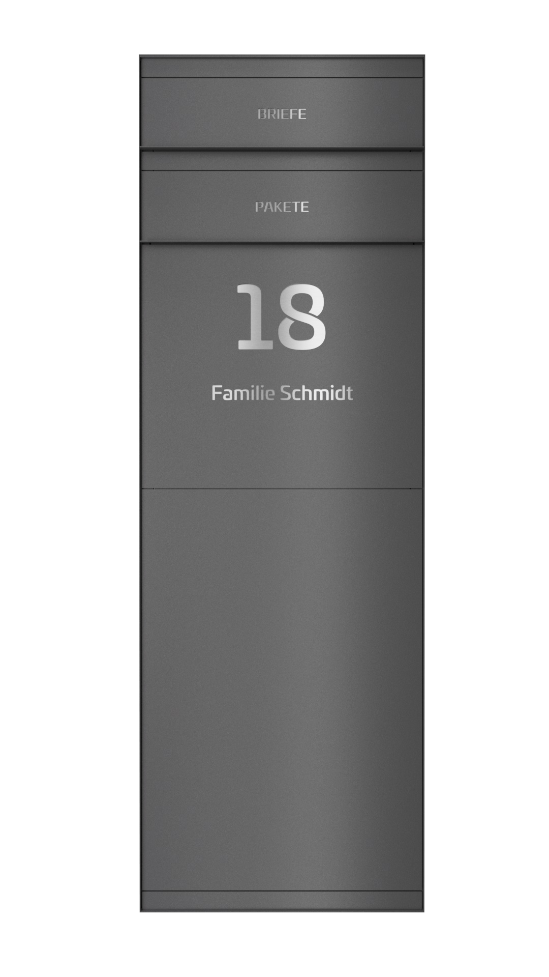 Paketbox SEVEN SELECT | Entnahmeseite: Rückseite | 1 Briefkasten | Eisenglimmer Grau DB703