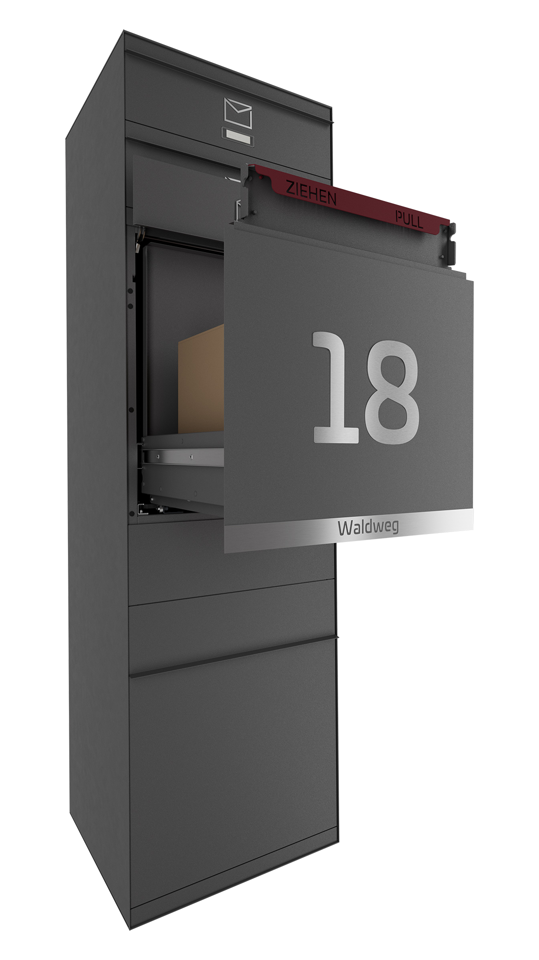 Paketbox SEVEN LINE Ohne Funktionstechnik | Vorderseitige Entnahme | Zwei Briefkästen | Eisenglimmer DB703