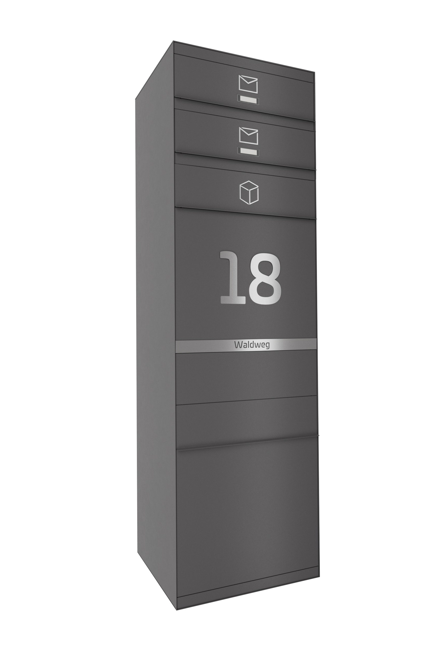 Paketbox SEVEN LINE Ohne Funktionstechnik | Vorderseitige Entnahme | Zwei Briefkästen | Eisenglimmer DB703