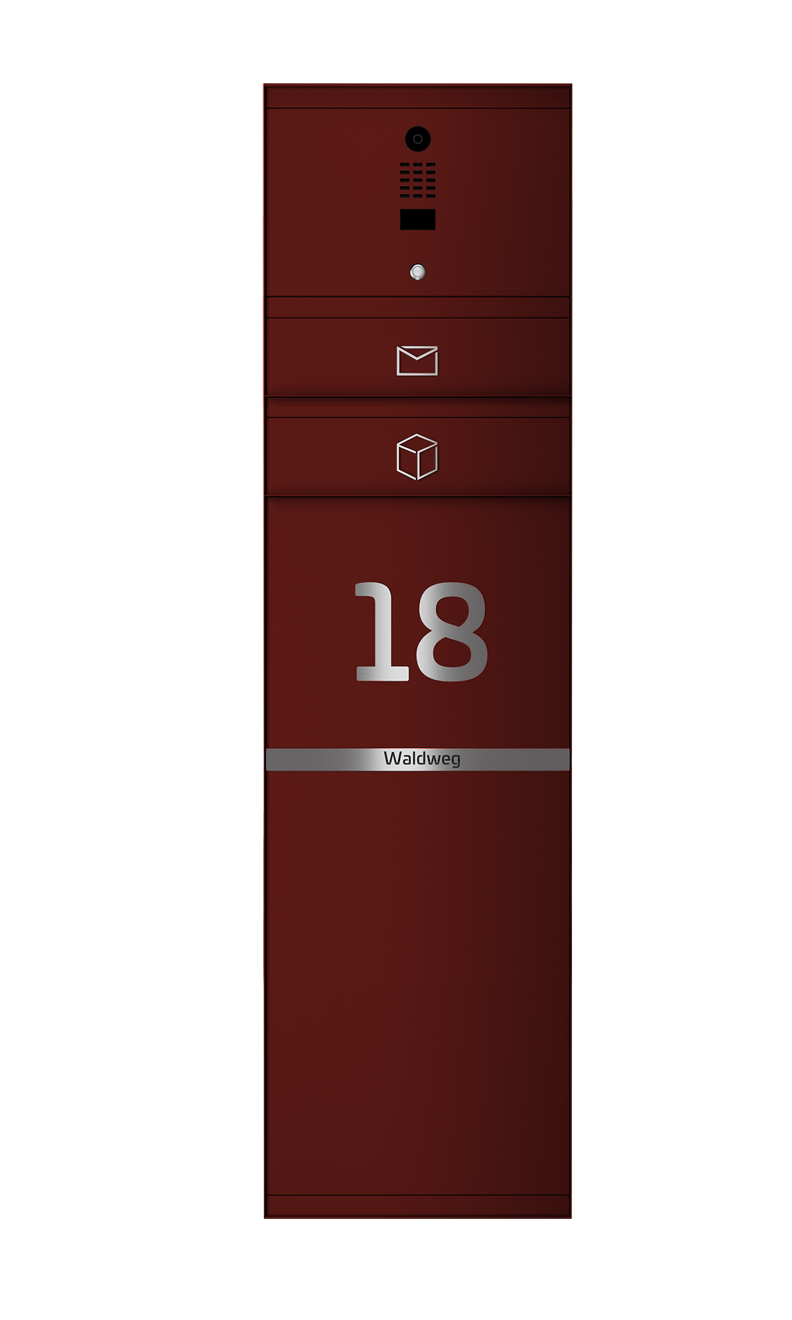 Paketbox SEVEN LINE mit Doorbird & Fingerprint | Entnahmeseite: Rückseite | 1 Briefkasten | Wunschfarbe