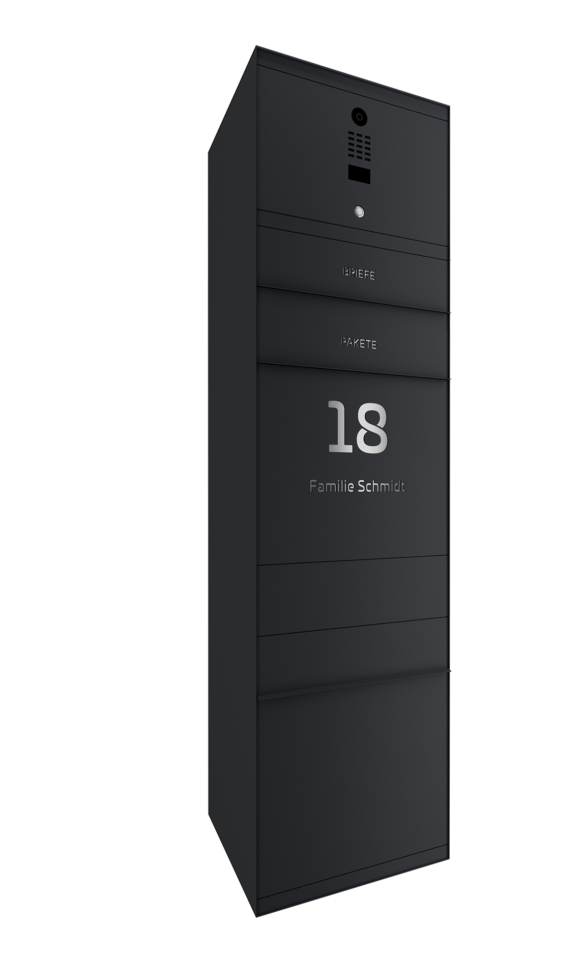 Paketbox SEVEN SELECT mit Doorbird | Entnahmeseite: Vorderseite | 1 Briefkasten | Anthrazitgrau RAL 7016