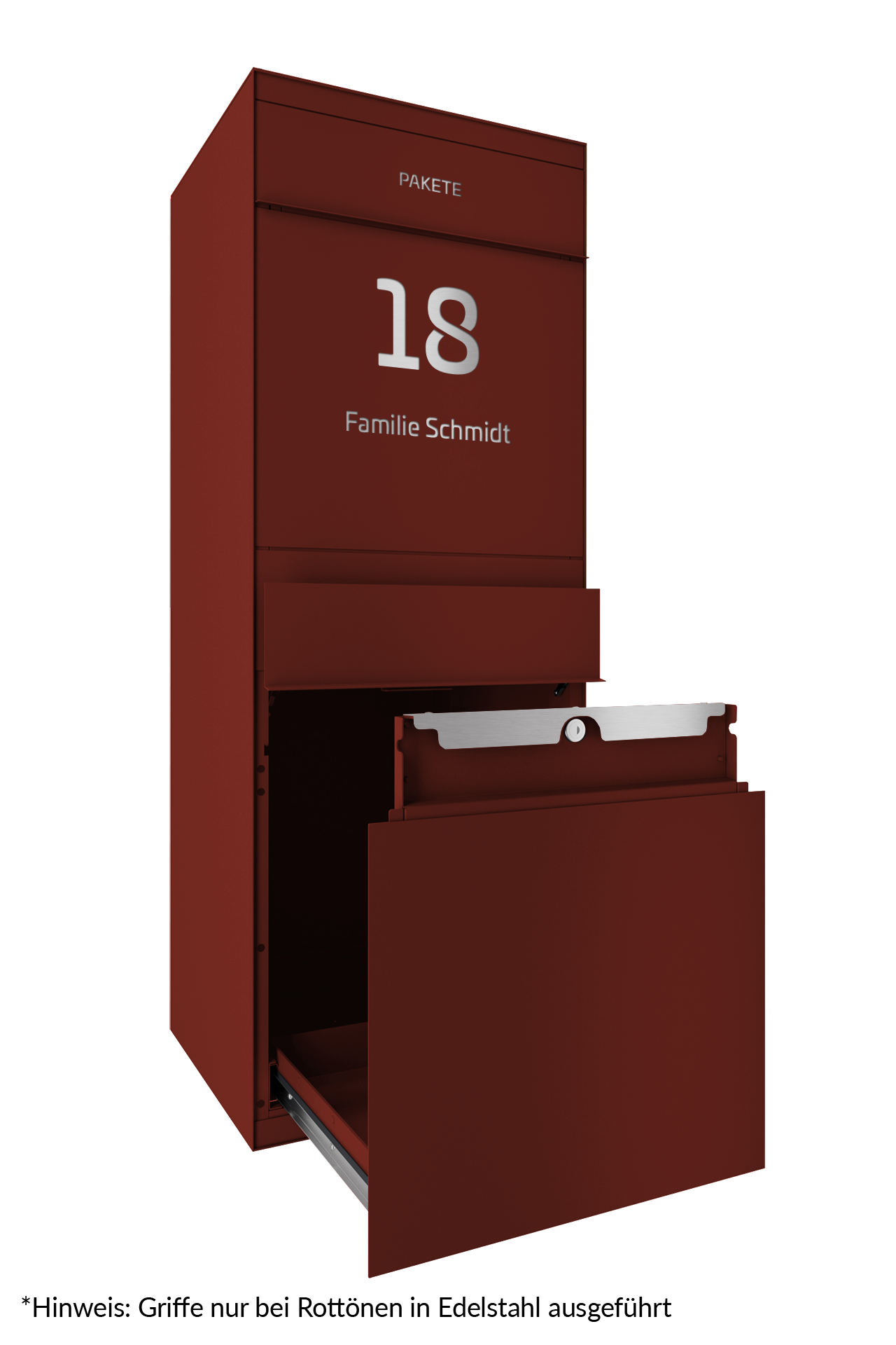 Paketbox SEVEN SELECT | Entnahmeseite: Vorderseite | ohne Briefkasten | in Wunschfarbe