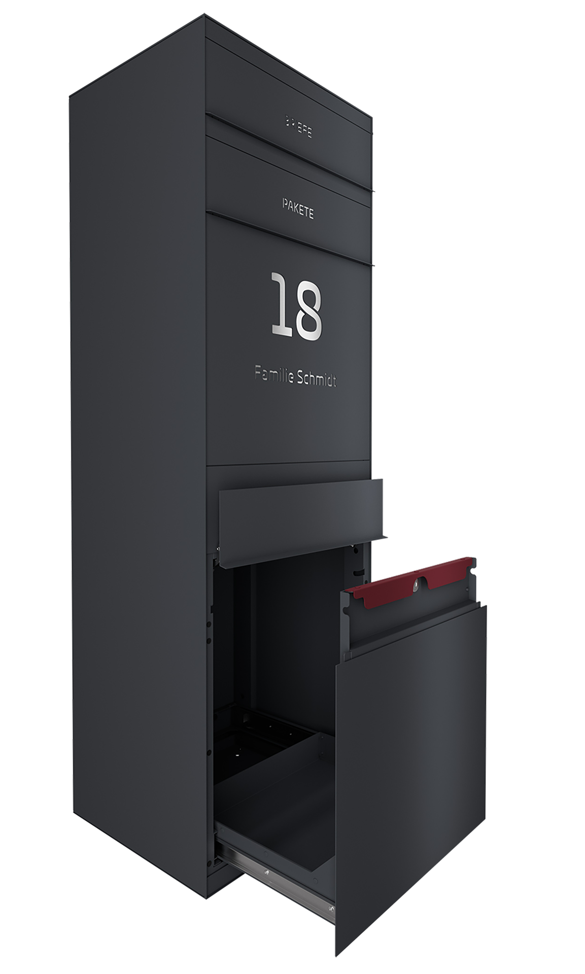 Paketbox SEVEN SELECT | Entnahmeseite: Vorderseite | 1 Briefkasten | Anthrazitgrau RAL 7016