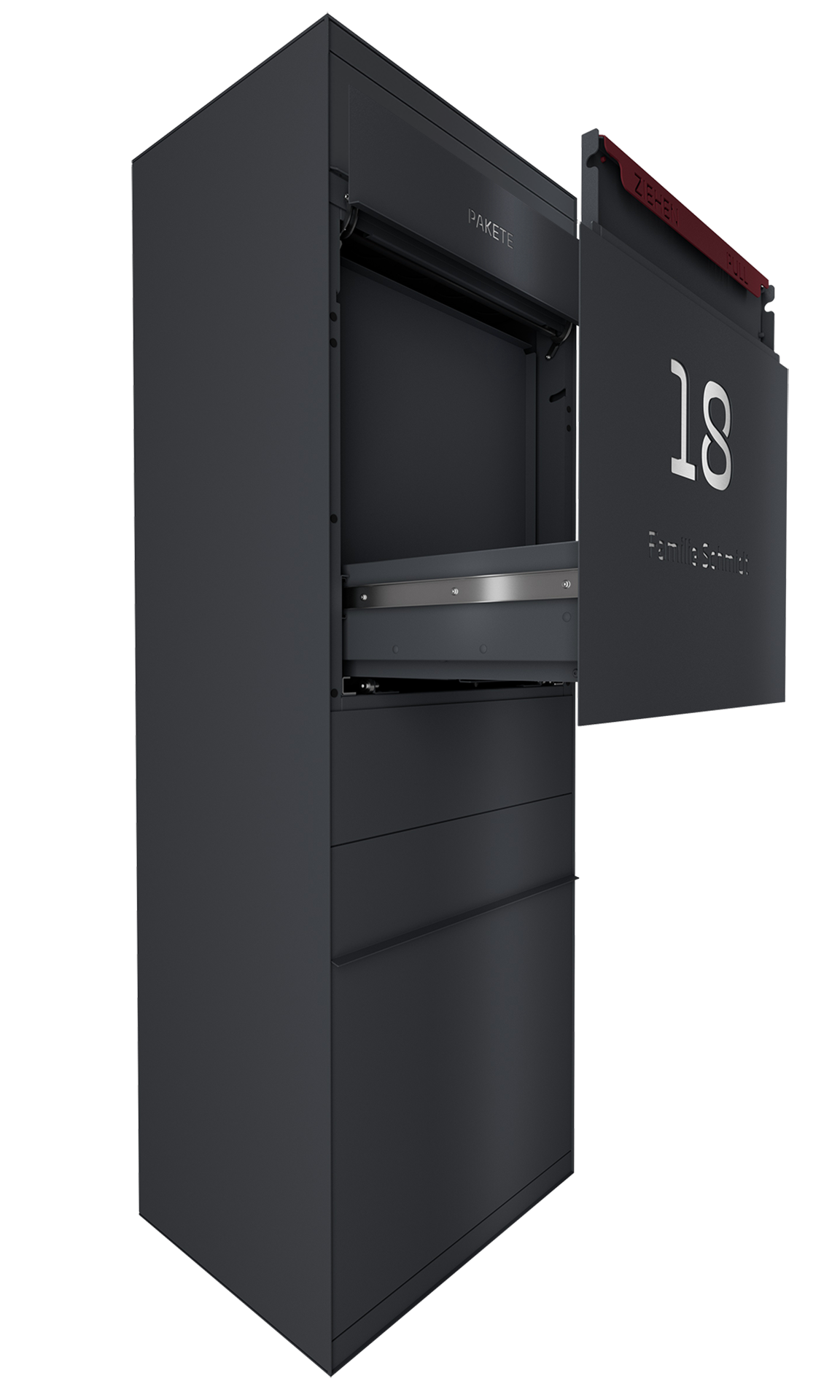 Paketbox SEVEN SELECT | Entnahmeseite: Vorderseite | 1 Briefkasten | Anthrazitgrau RAL 7016