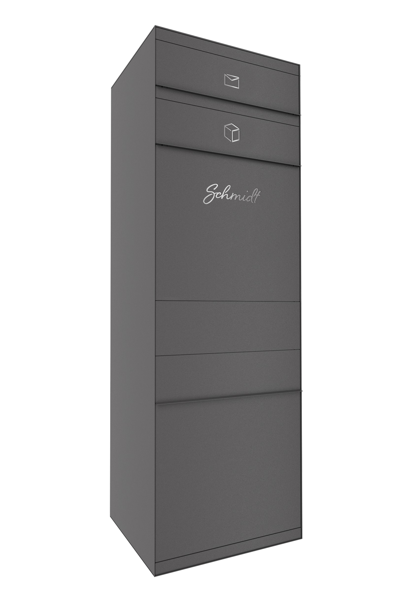 Paketbox SEVEN CURVED | Entnahmeseite: Vorderseite | 1 Briefkasten | Eisenglimmer Grau DB703