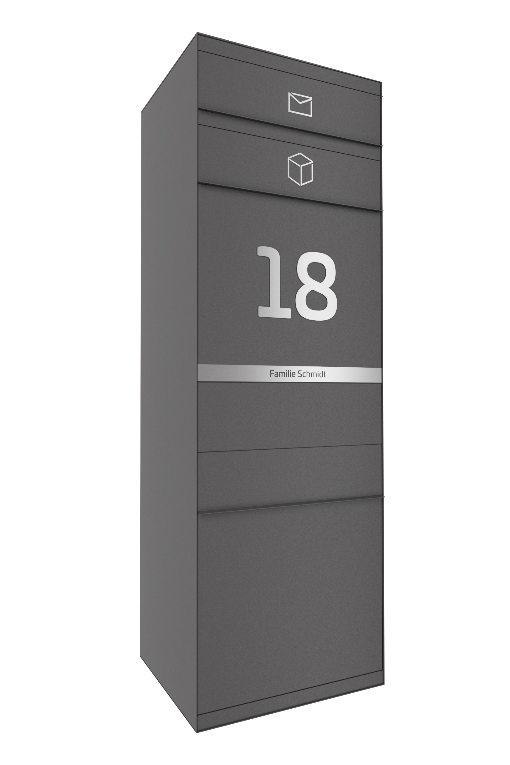 Paketbox SEVEN LINE Ohne Funktionstechnik | Vorderseitige Entnahme | Ein Briefkasten | Eisenglimmer DB703