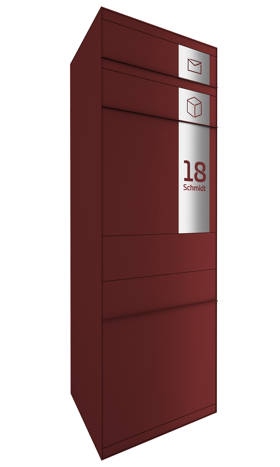 Paketbox SEVEN SQUARE | Entnahmeseite: Vorderseite | 1 Briefkasten | Wunschfarbe