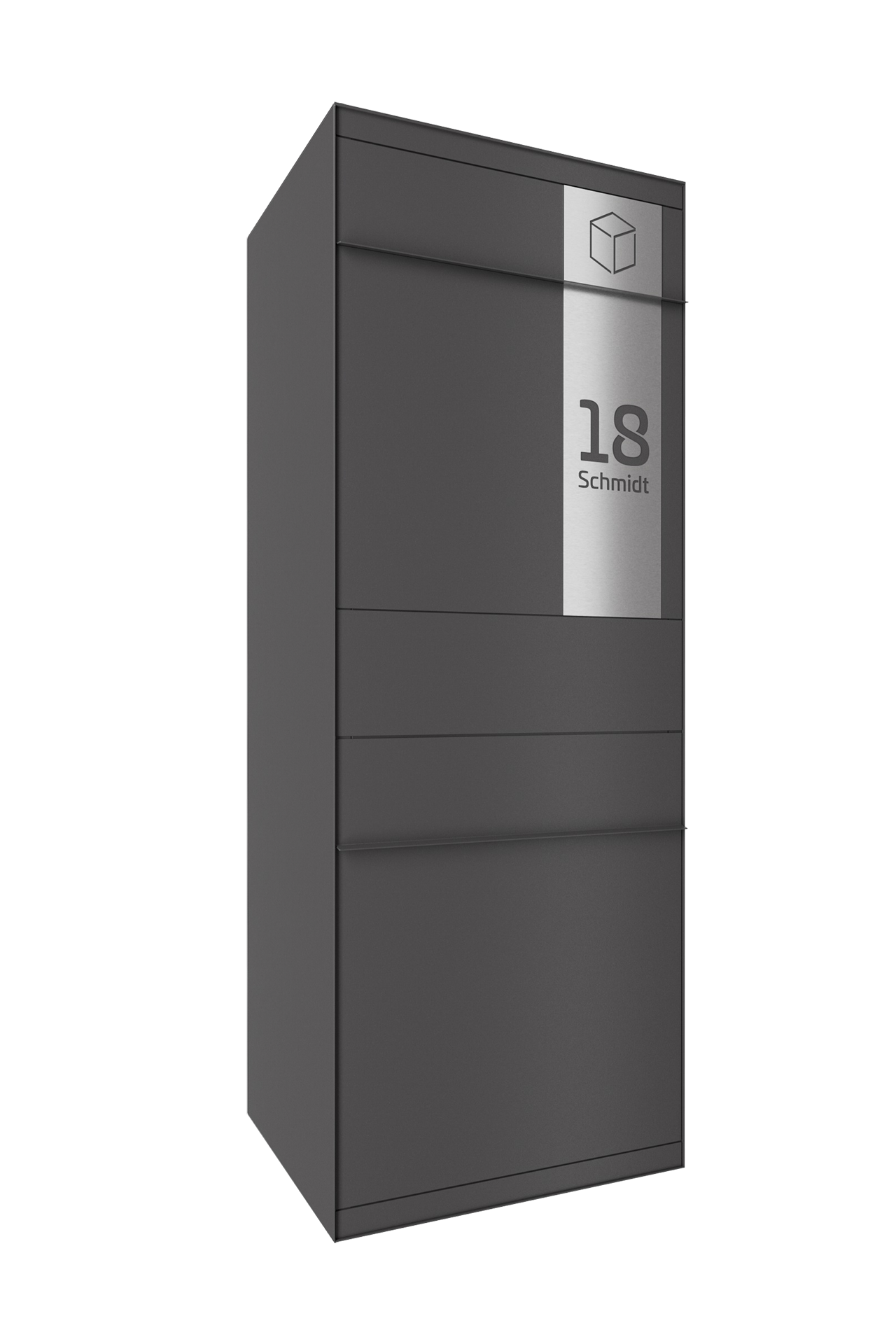 Paketbox SEVEN SQUARE | Entnahmeseite: Vorderseite | Eisenglimmer Grau DB703