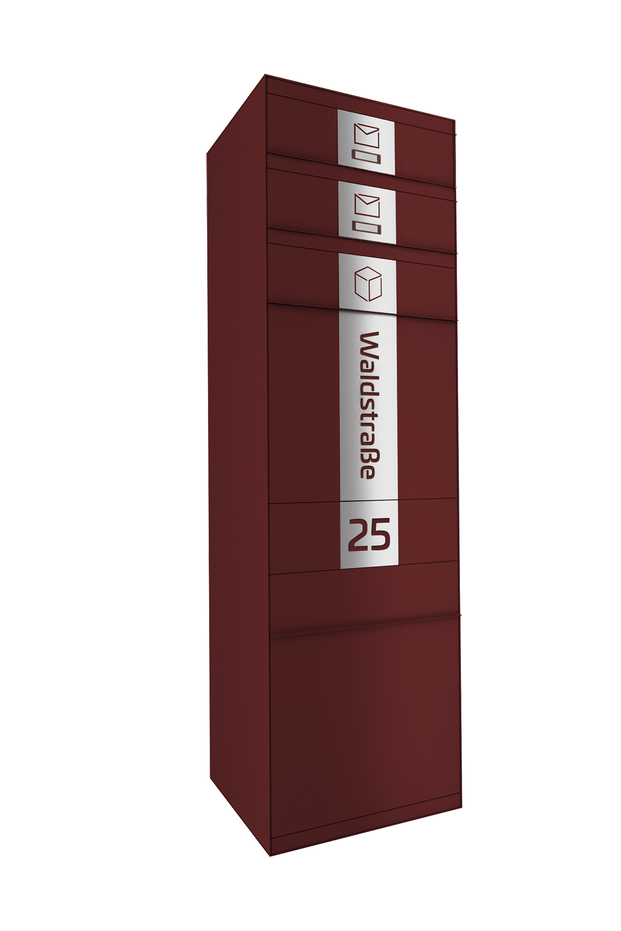 Paketbox SEVEN SQUARE | Entnahmeseite: Vorderseite | 2 Briefkästen | Wunschfarbe