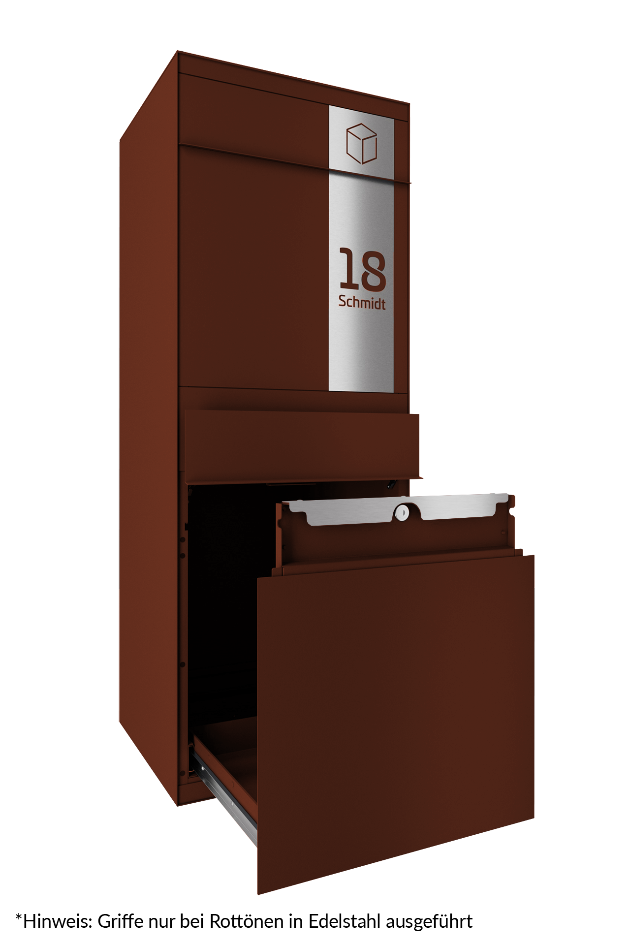 Paketbox SEVEN SQUARE Ohne Funktionstechnik | Vorderseitige Entnahme | ohne Briefkasten | in Wunschfarbe