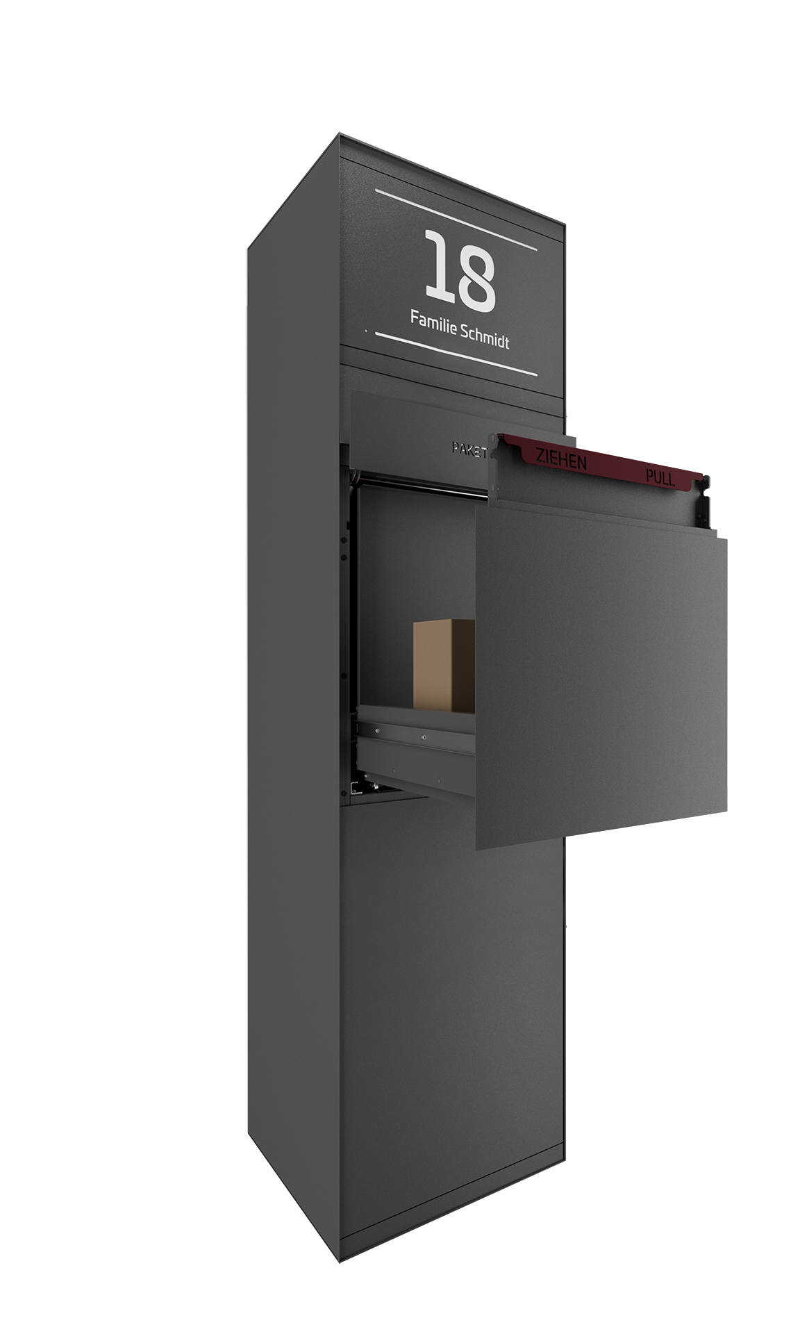 Paketbox SEVEN SELECT mit Beleuchtung | Rückseitige Entnahme | Ein Briefkasten | Eisenglimmer DB703