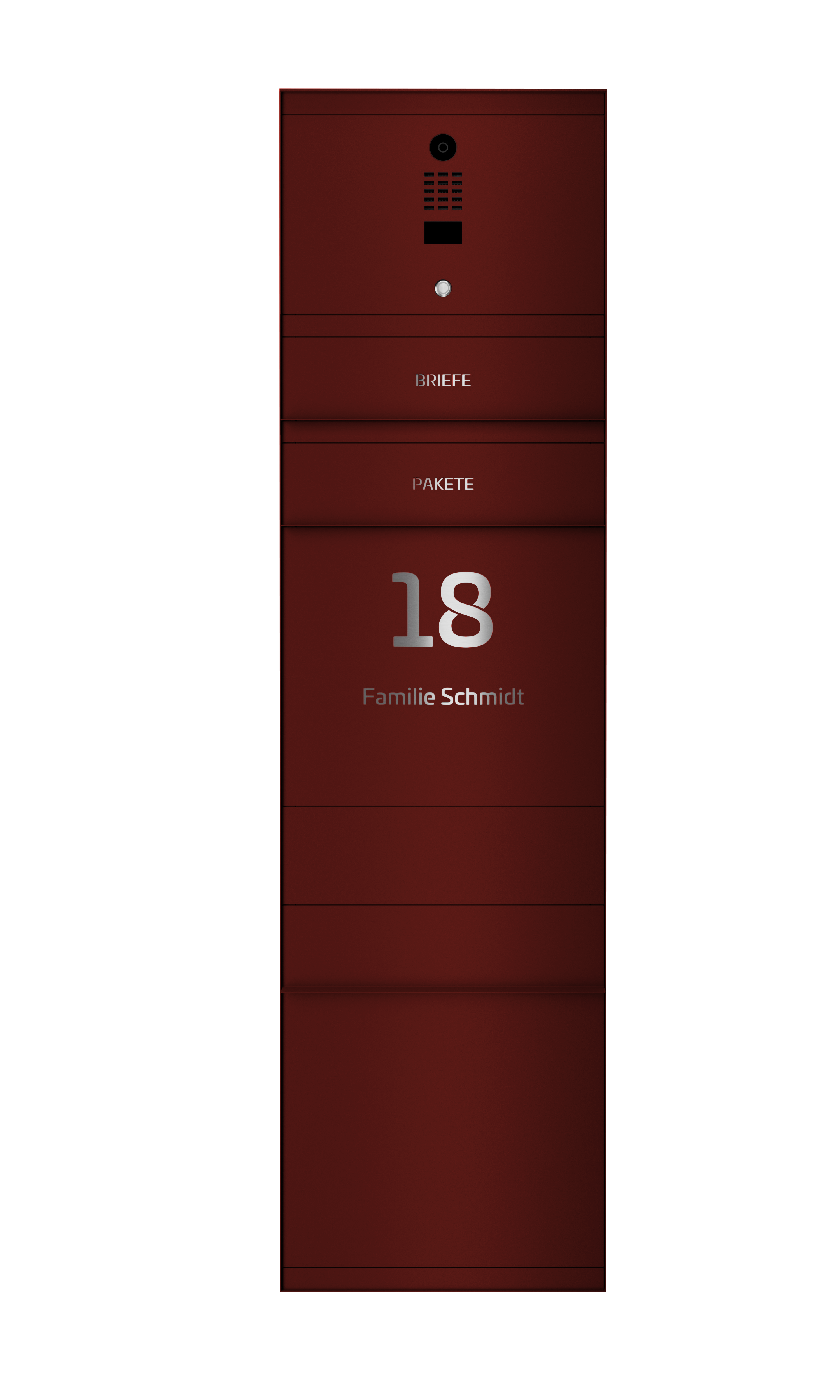 Paketbox SEVEN SELECT mit Doorbird | Entnahmeseite: Vorderseite | 1 Briefkasten | Wunschfarbe