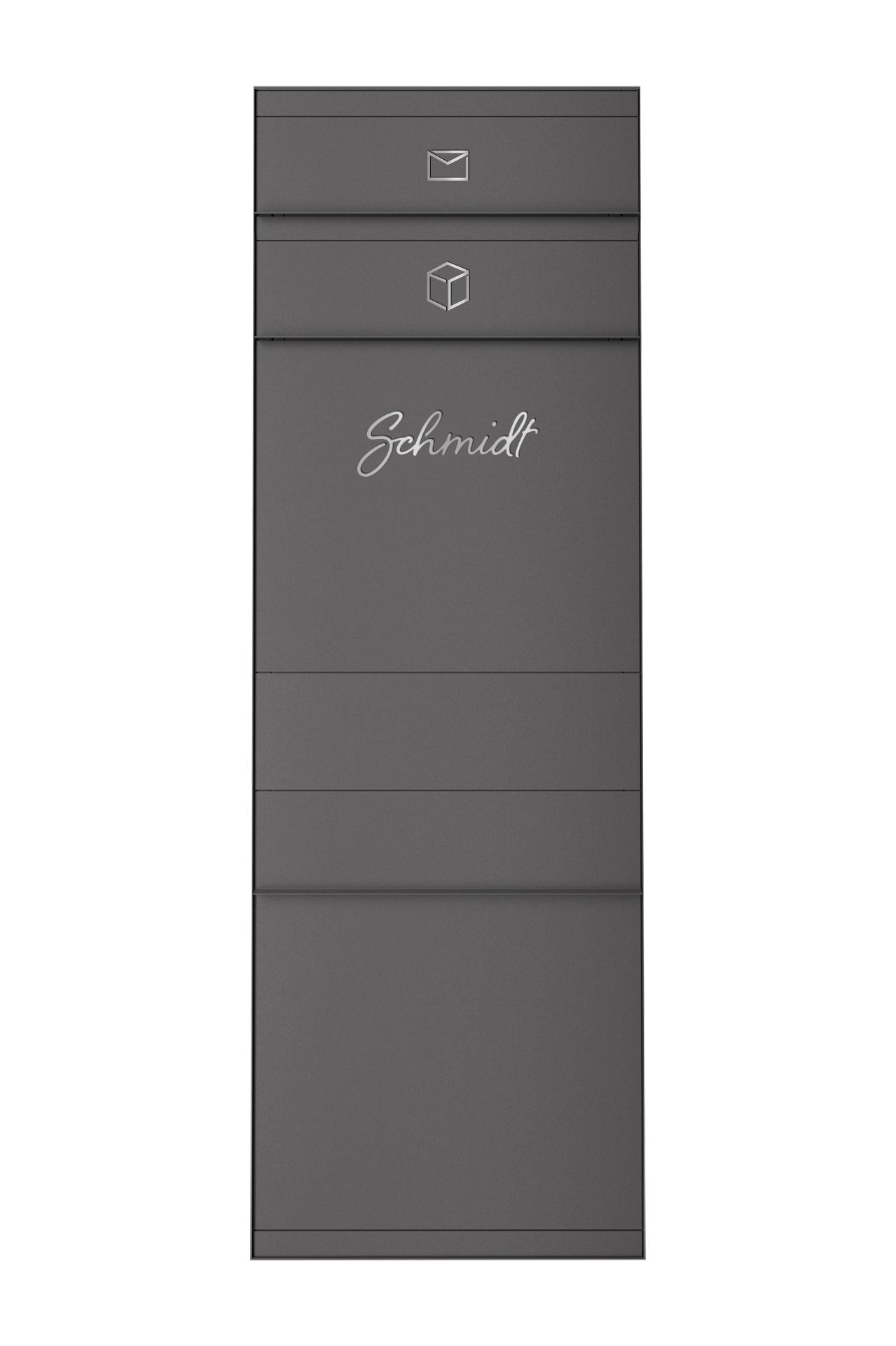 Paketbox SEVEN CURVED | Entnahmeseite: Vorderseite | 1 Briefkasten | Eisenglimmer Grau DB703