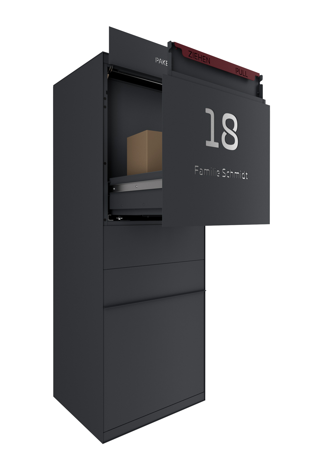 Paketbox SEVEN SELECT | Entnahmeseite: Vorderseite | Anthrazitgrau RAL 7016