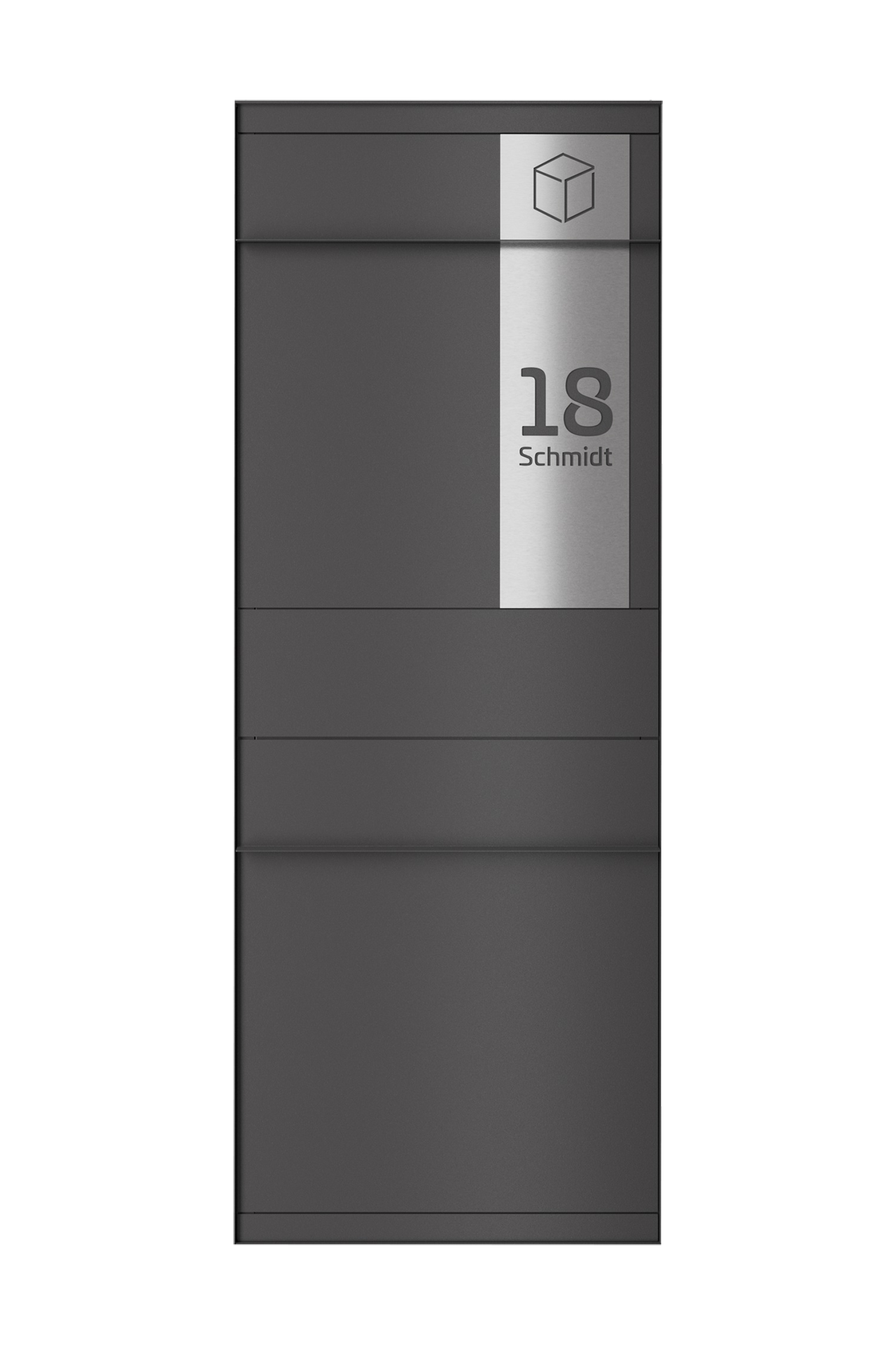 Paketbox SEVEN SQUARE | Entnahmeseite: Vorderseite | Eisenglimmer Grau DB703