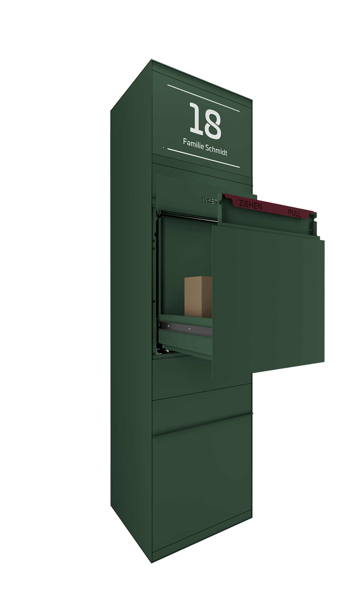 Paketbox SEVEN SELECT mit Beleuchtung | Entnahmeseite: Vorderseite | 1 Briefkasten | Wunschfarbe