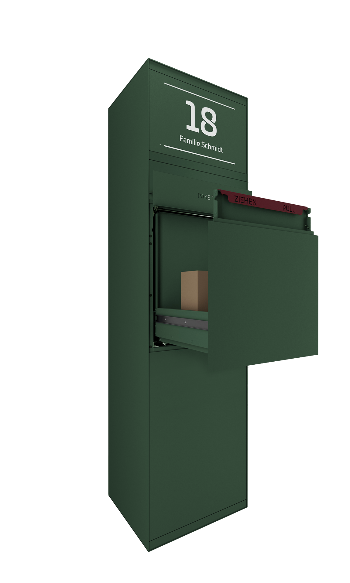 Paketbox SEVEN SELECT mit Beleuchtung | Entnahmeseite: Rückseite | 1 Briefkasten | Wunschfarbe