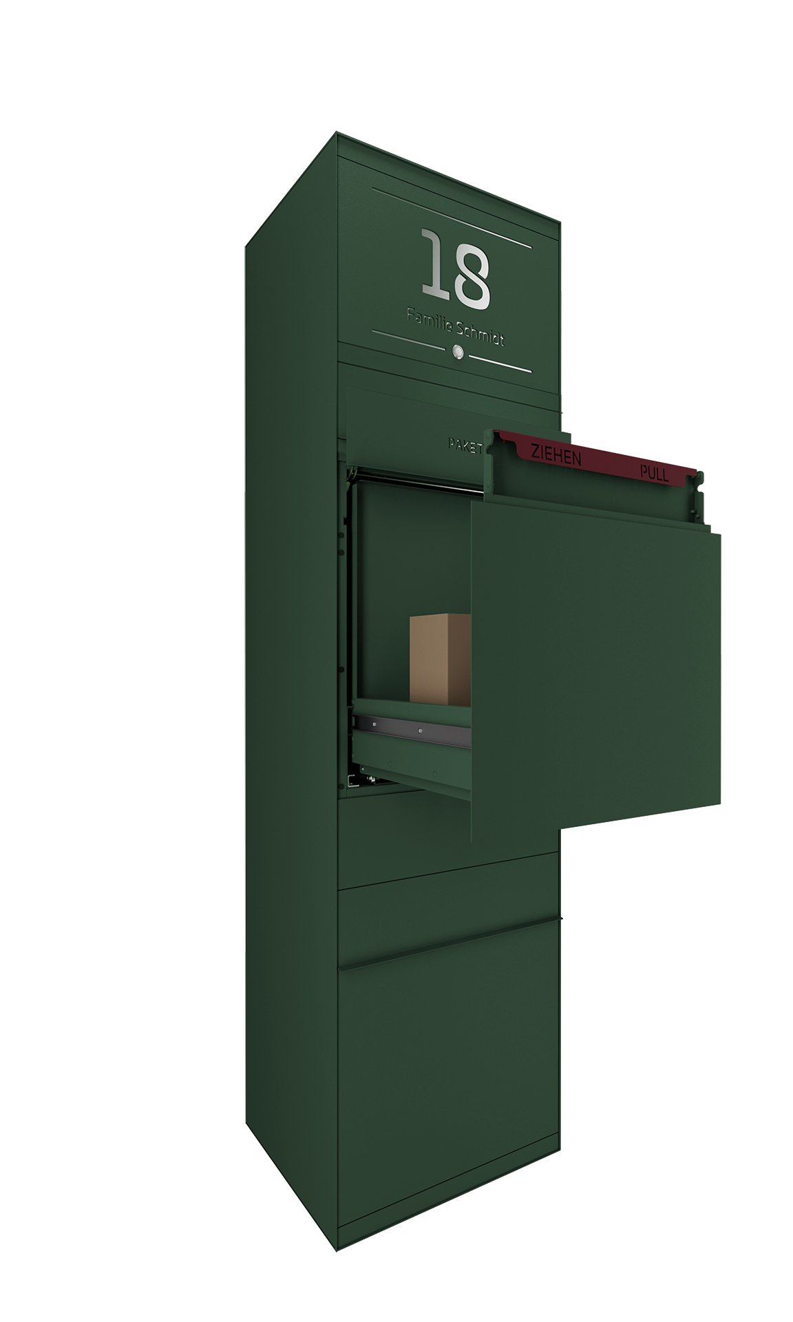 Paketbox SEVEN SELECT mit Klingeltaster | Entnahmeseite: Vorderseite | 1 Briefkasten | Wunschfarbe