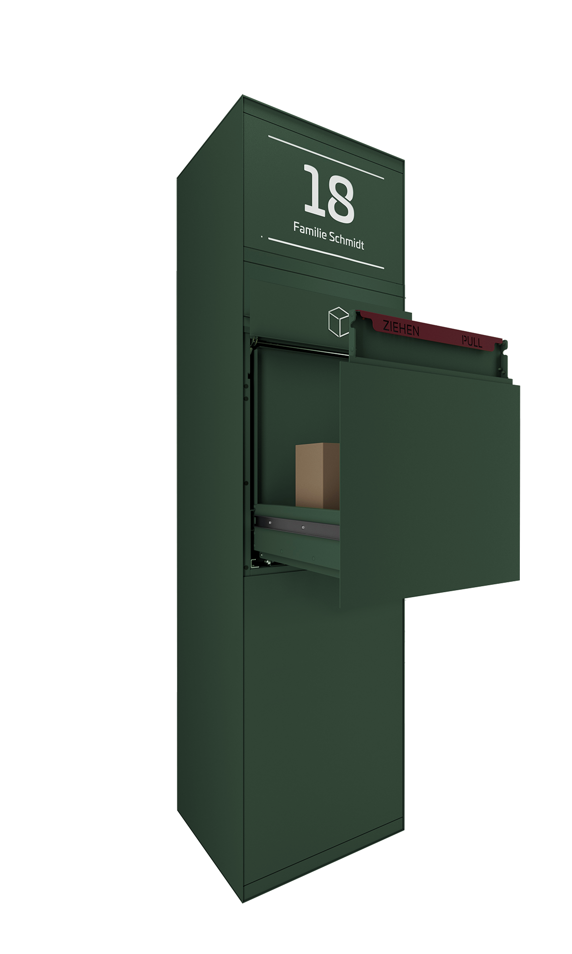Paketbox SEVEN mit Beleuchtung | Entnahmeseite: Rückseite | 1 Briefkasten | Wunschfarbe