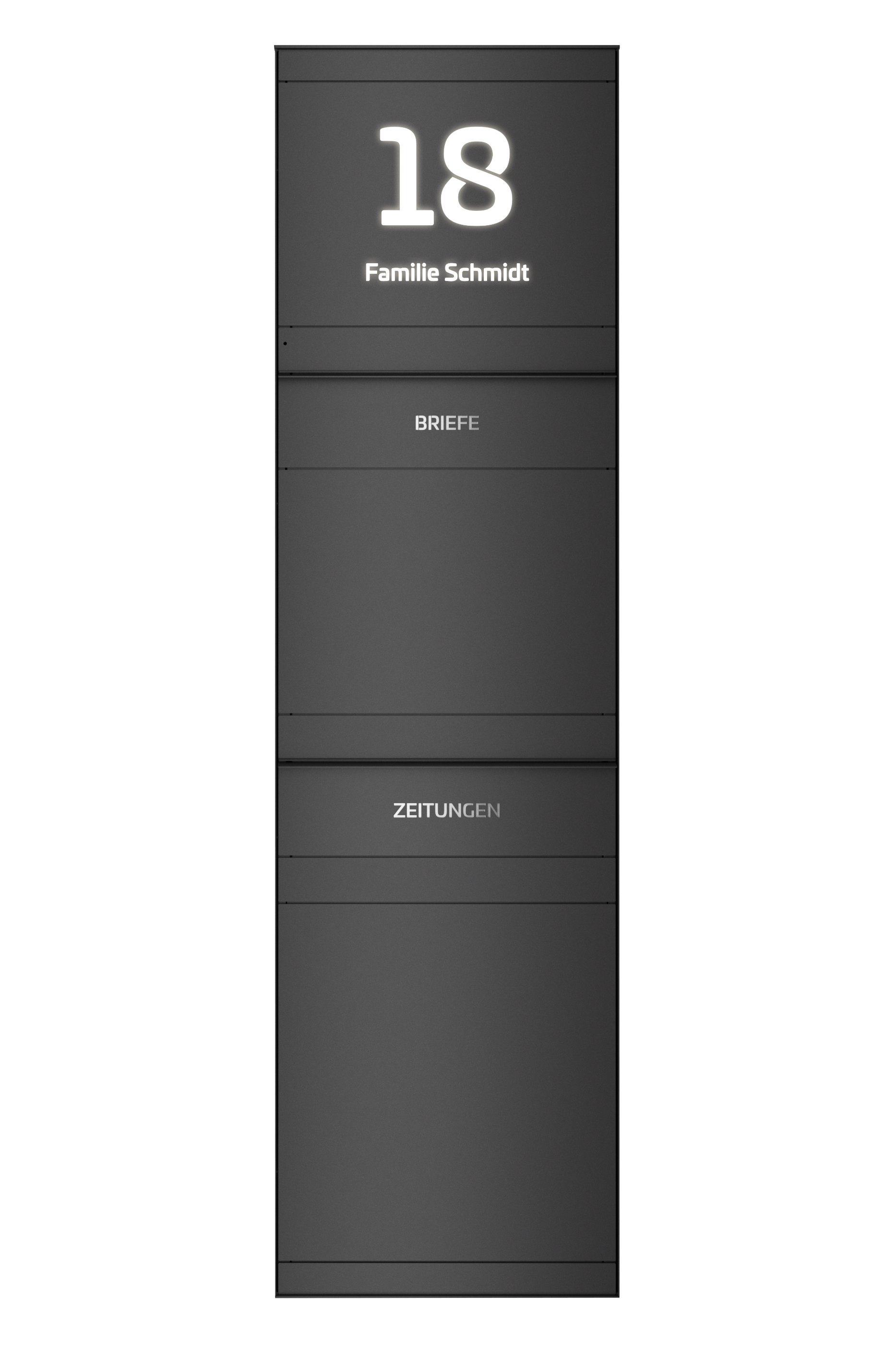 Standbriefkasten SELECT | mit Beleuchtung | Mit Zeitungsfach | Eisenglimmer DB703