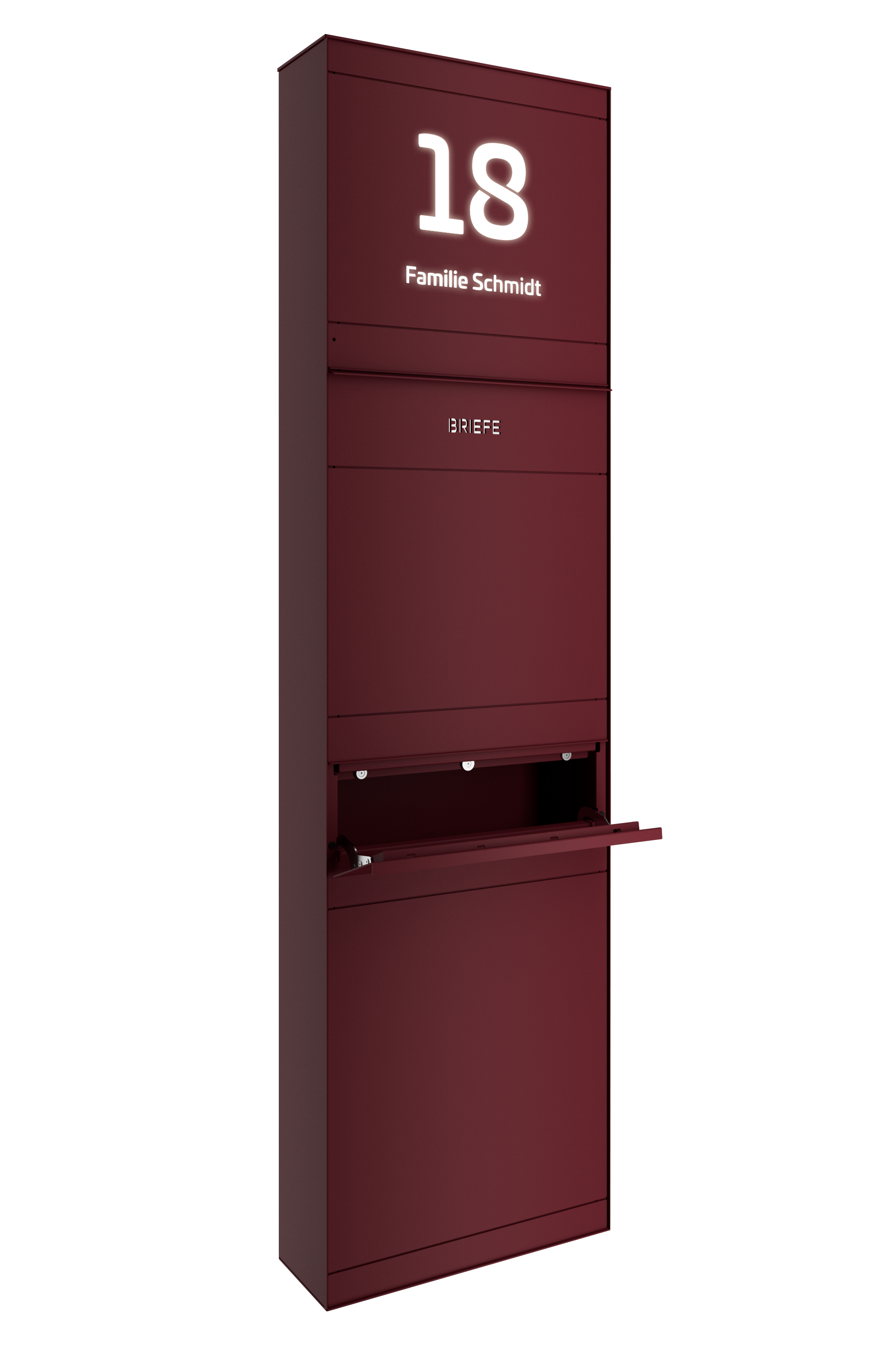 Standbriefkasten SELECT | mit Beleuchtung | Mit Zeitungsfach | Wunschfarbe