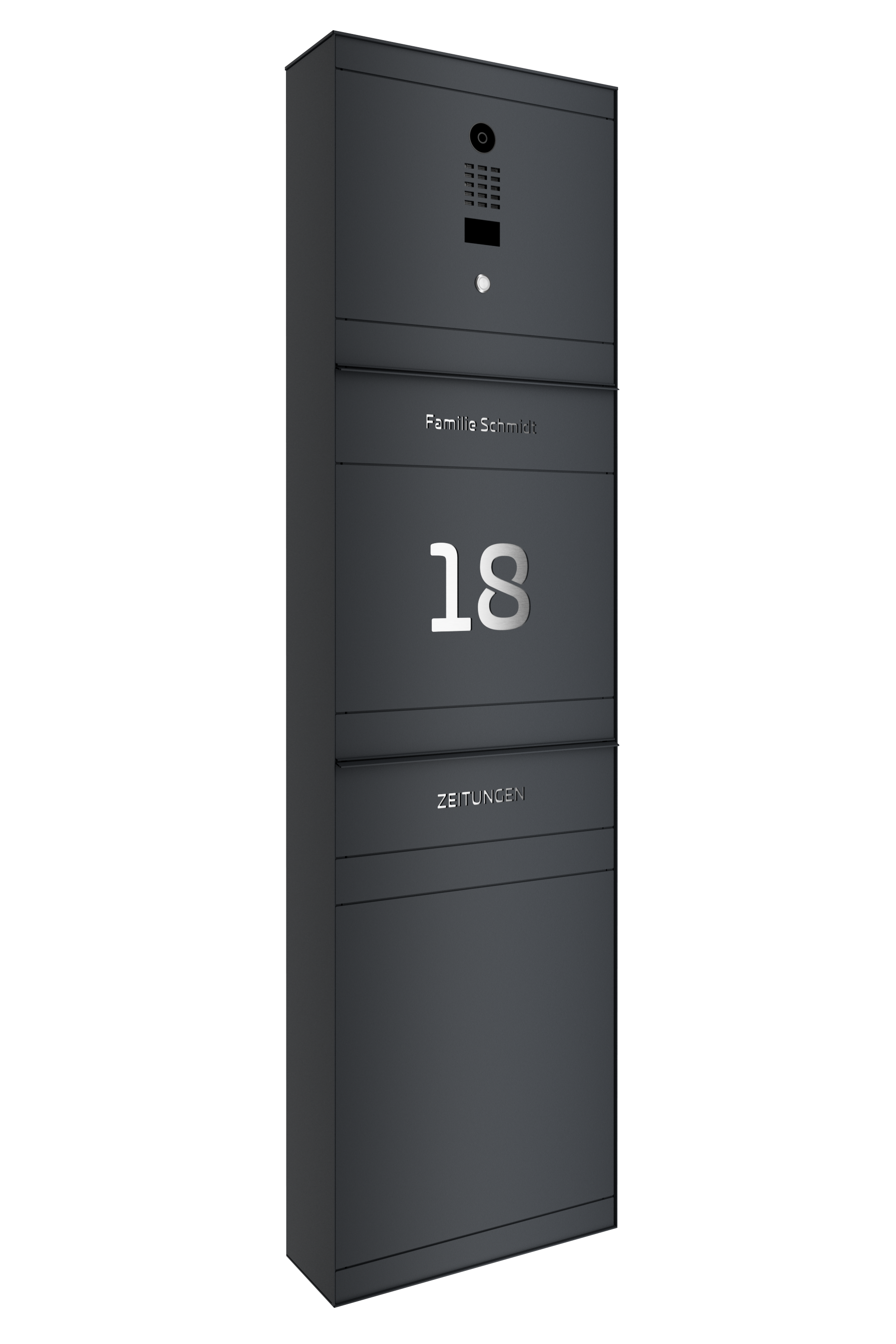 Standbriefkasten SELECT | mit Doorbird | Mit Zeitungsfach | Anthrazitgrau RAL 7016