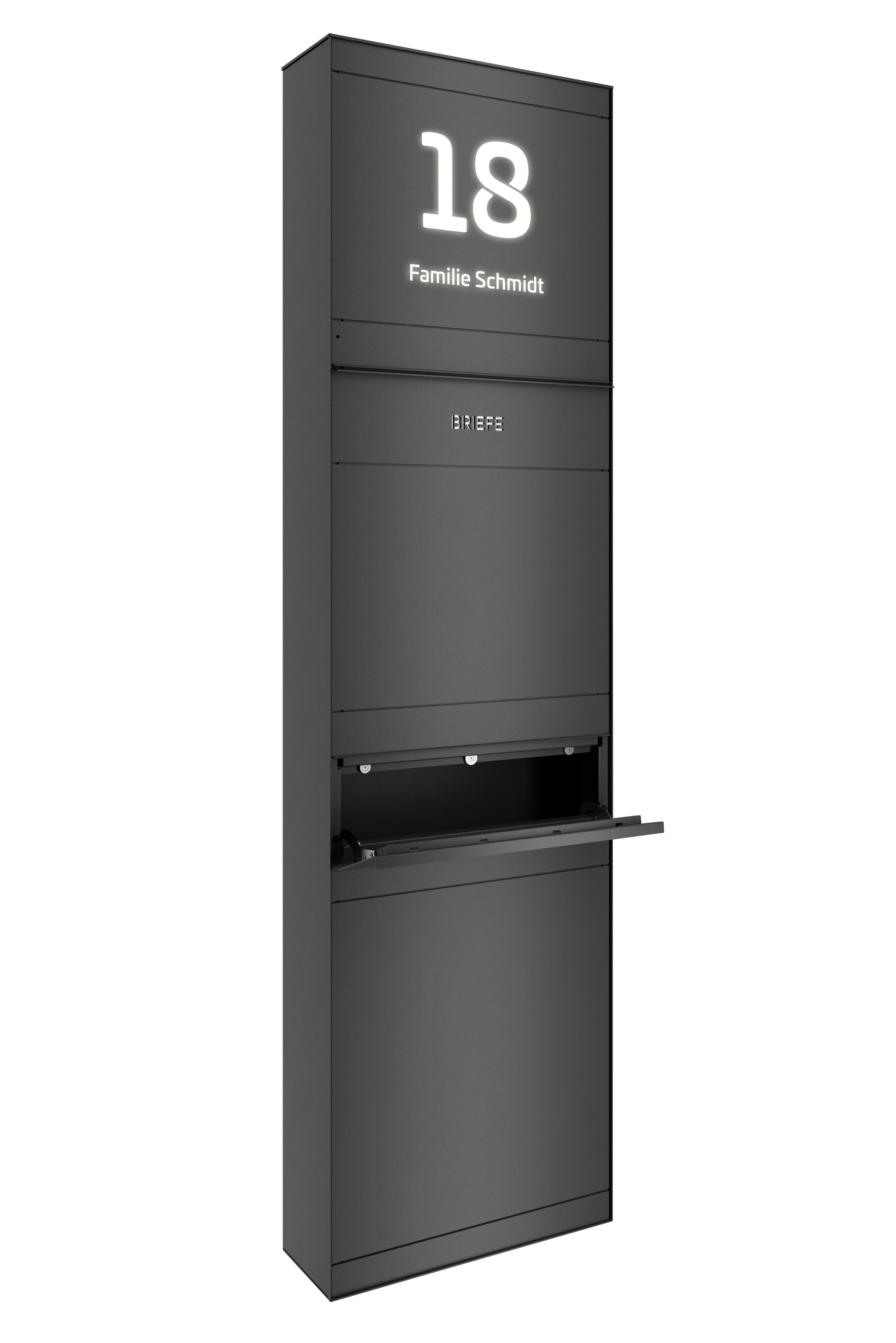 Standbriefkasten SELECT | mit Beleuchtung | Mit Zeitungsfach | Eisenglimmer DB703