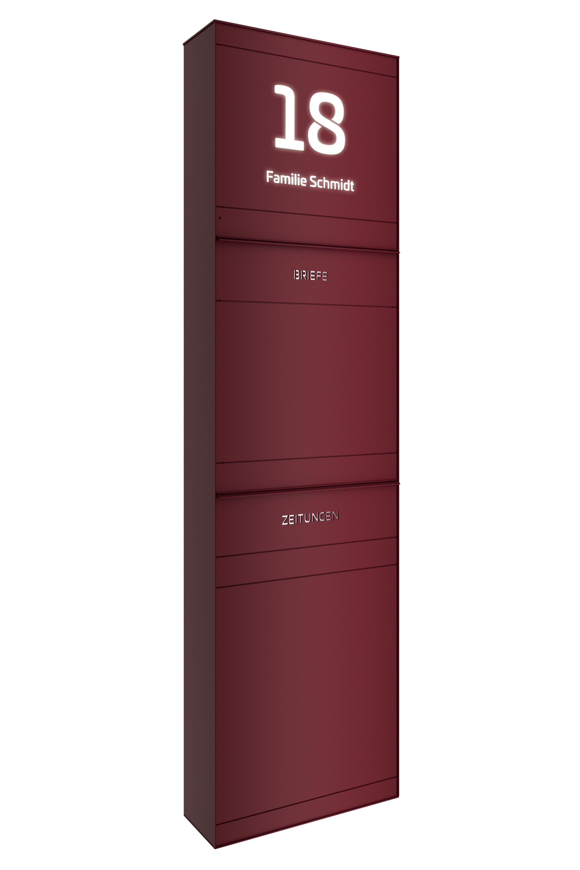 Standbriefkasten SELECT | mit Beleuchtung | Mit Zeitungsfach | Wunschfarbe