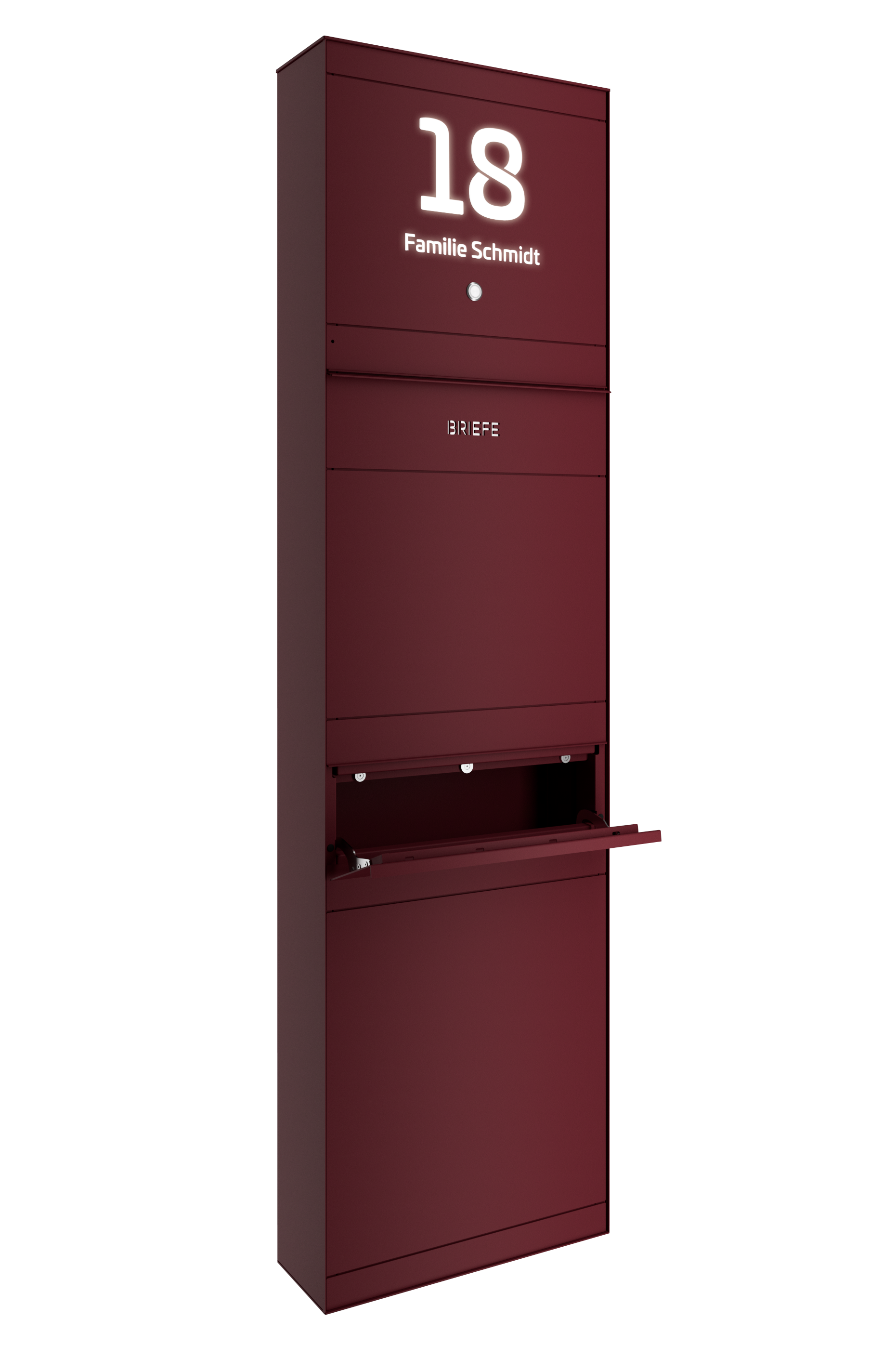 Standbriefkasten SELECT | mit Klingeltaster & Beleuchtung | Mit Zeitungsfach | Wunschfarbe