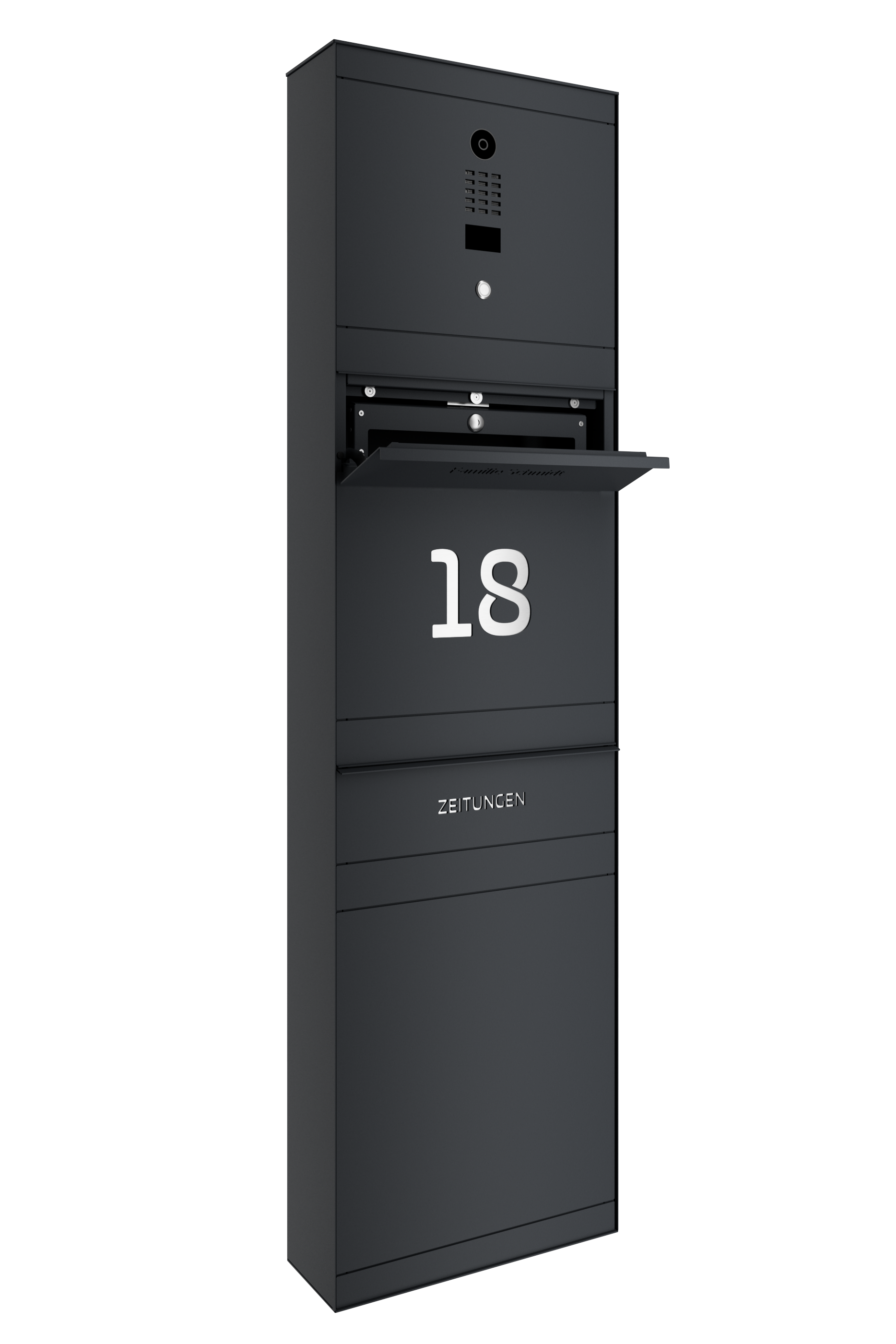 Standbriefkasten SELECT | mit Doorbird | Mit Zeitungsfach | Anthrazitgrau RAL 7016