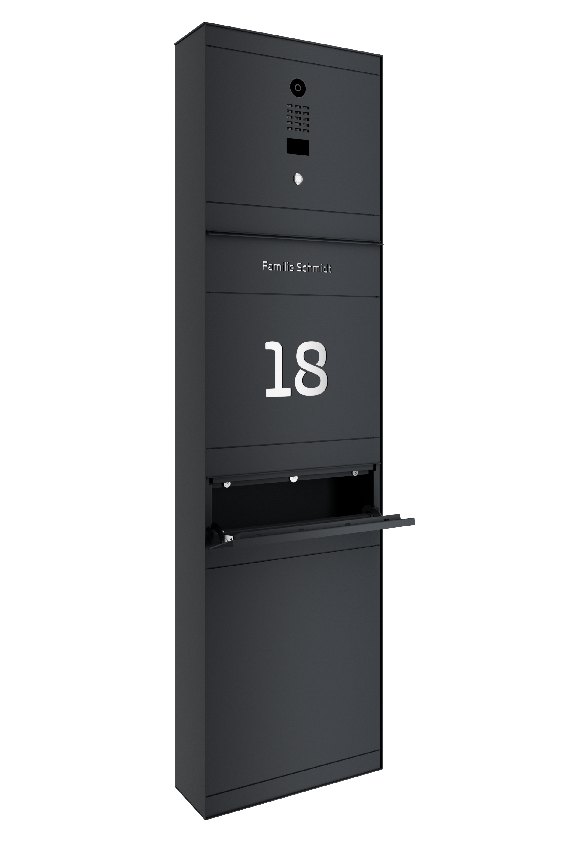 Standbriefkasten SELECT | mit Doorbird | Mit Zeitungsfach | Anthrazitgrau RAL 7016
