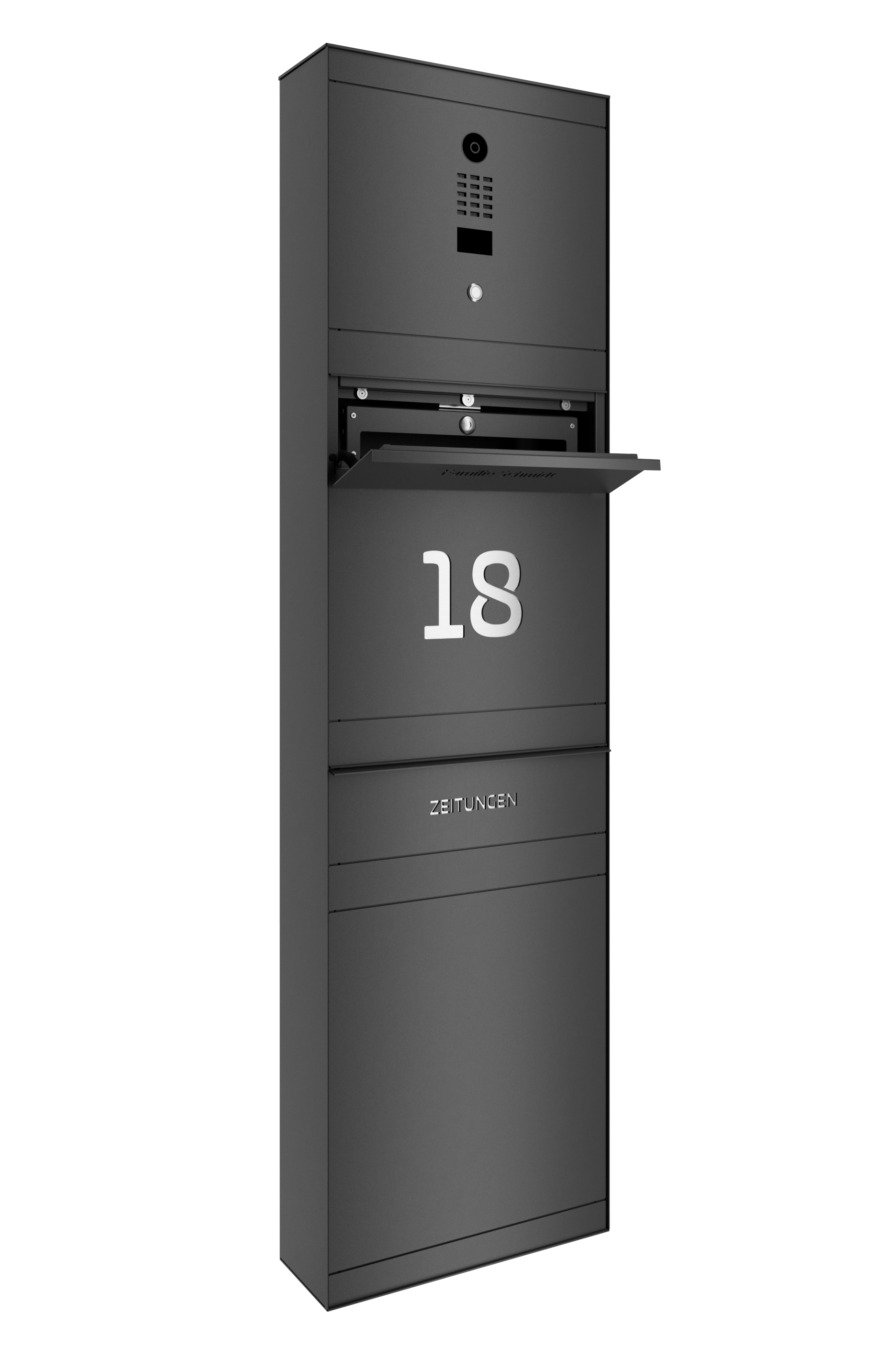 Standbriefkasten SELECT | mit Doorbird | Mit Zeitungsfach | Eisenglimmer Grau DB703