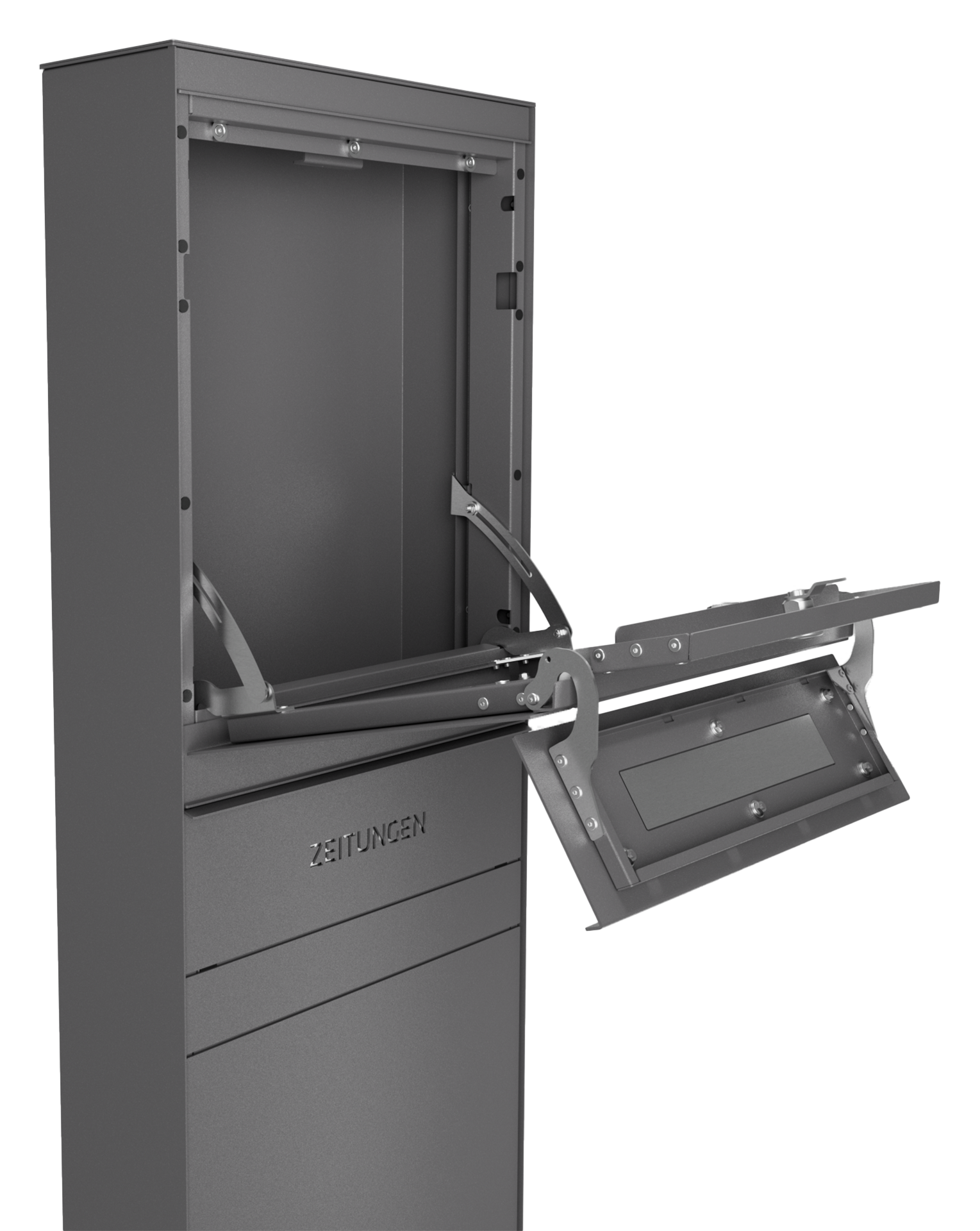 Standbriefkasten SELECT | ohne Funktionstechnik | Mit Zeitungsfach | Eisenglimmer Grau DB703