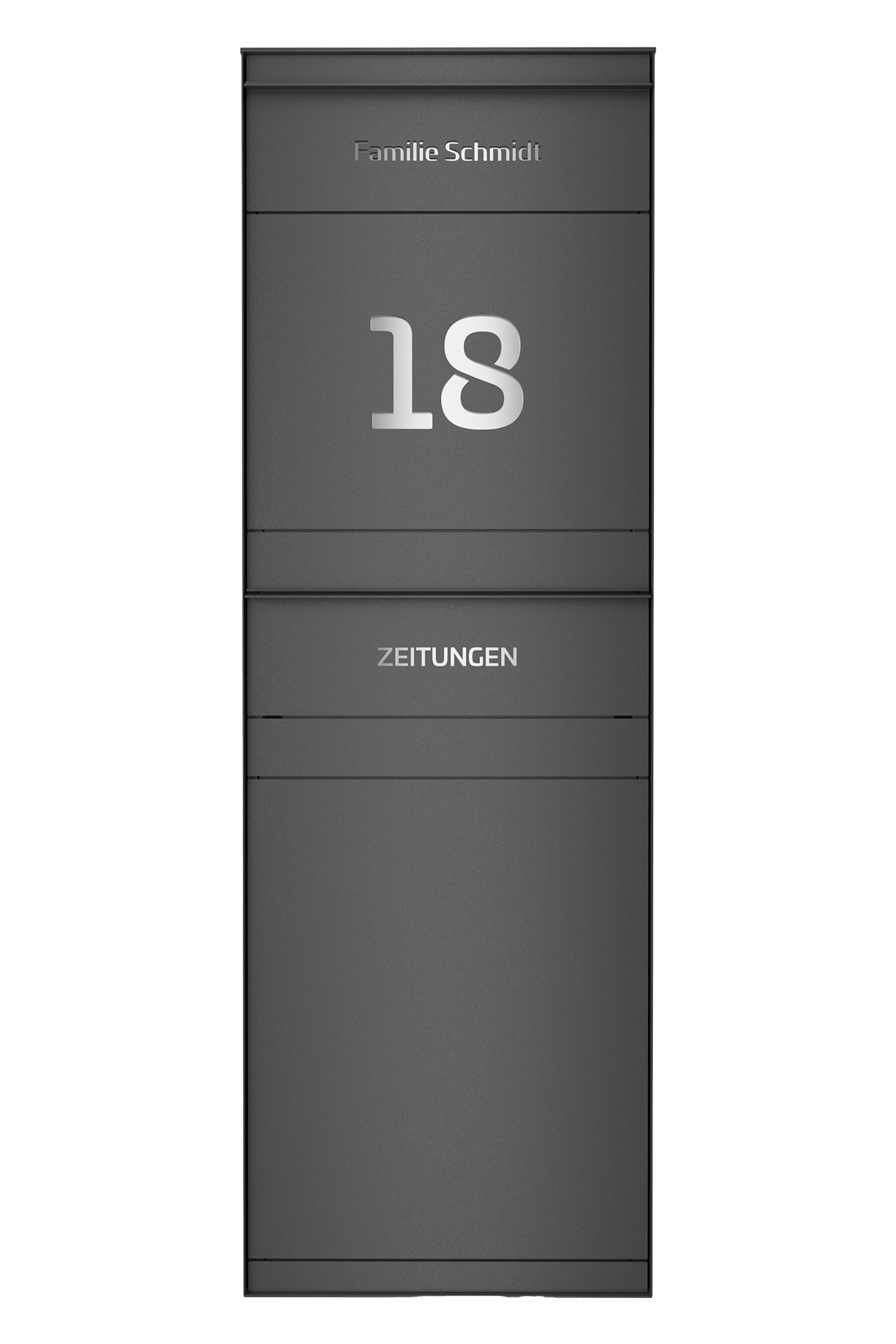 Standbriefkasten SELECT | ohne Funktionstechnik | Mit Zeitungsfach | Eisenglimmer Grau DB703