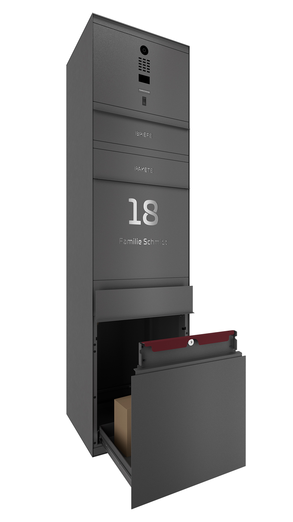 Paketbox mit DoorBird-Videotechnik und Fingerprint DB703