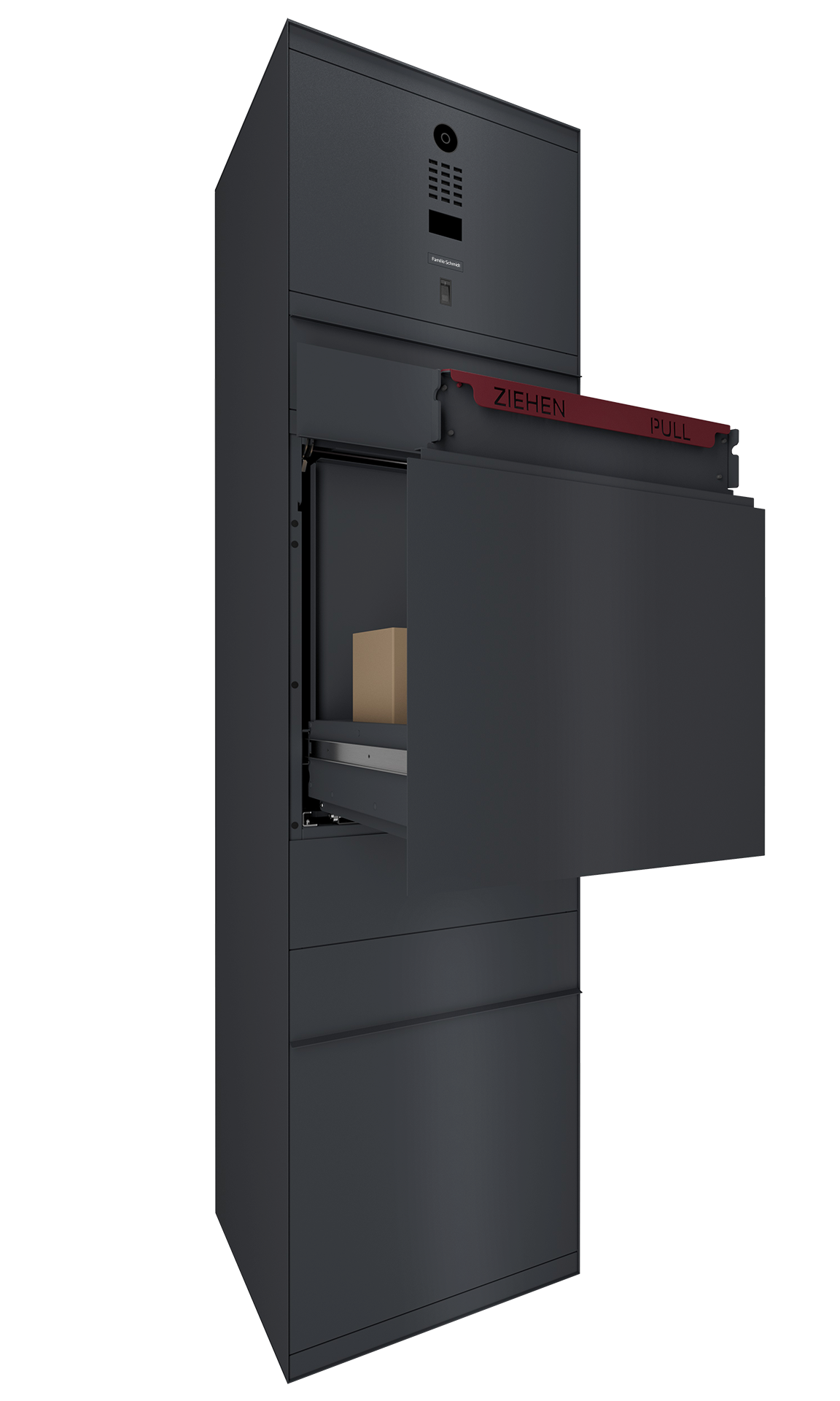Paketbox mit DoorBird-Videotechnik und Fingerprint Anthrazit