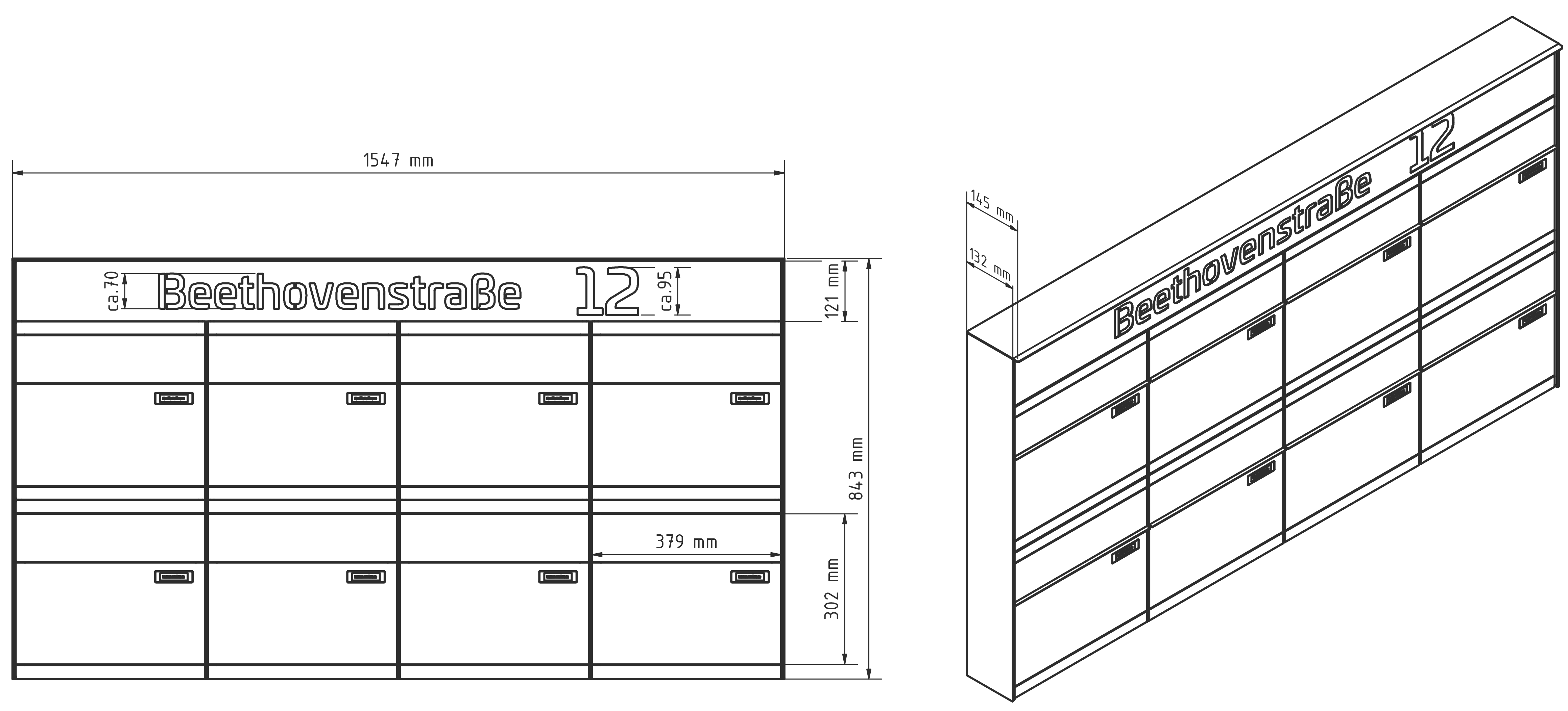 Briefkastenanlage Aufputz DB703